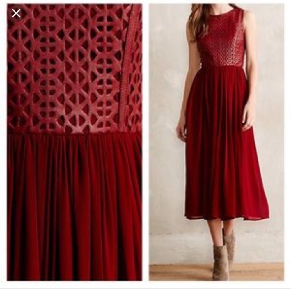 Anthropologie Leifsdottir Lasercut Leather Dress - Picture 3 of 8